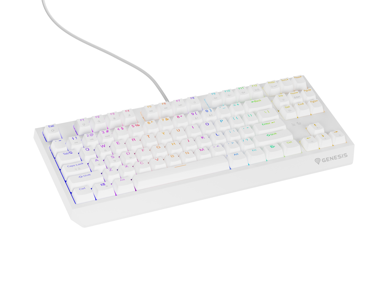 Obrázek Genesis herní klávesnice THOR 230/TKL/RGB/Outemu Brown/Drátová USB/US layout/Bílá