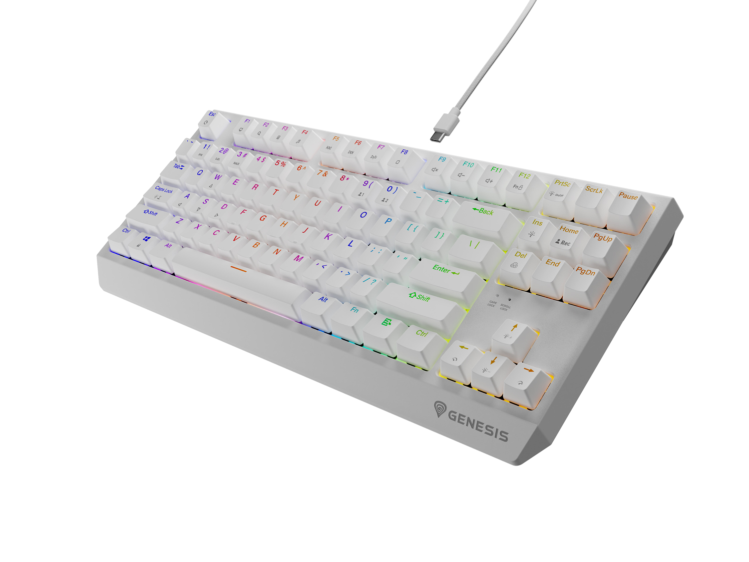 Obrázek Genesis herní klávesnice THOR 230/TKL/RGB/Outemu Brown/Drátová USB/US layout/Bílá