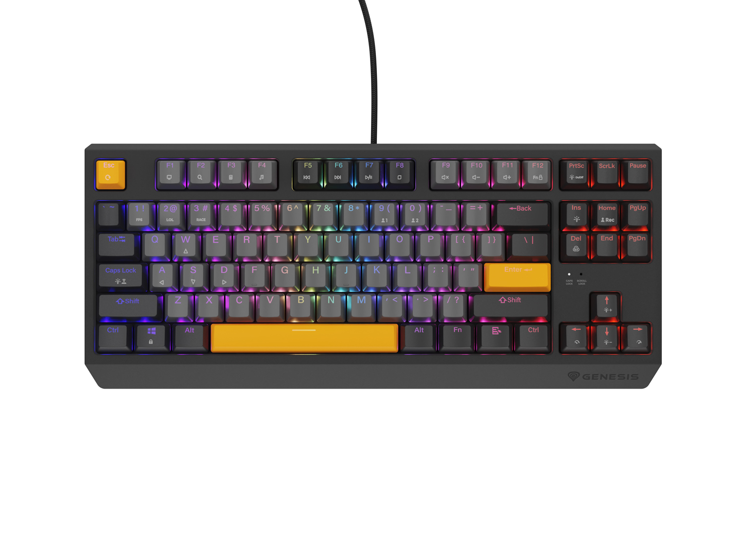 Obrázek Genesis herní klávesnice THOR 230/TKL/RGB/Outemu Red/Drátová USB/US layout/Anchor Negative Šedá