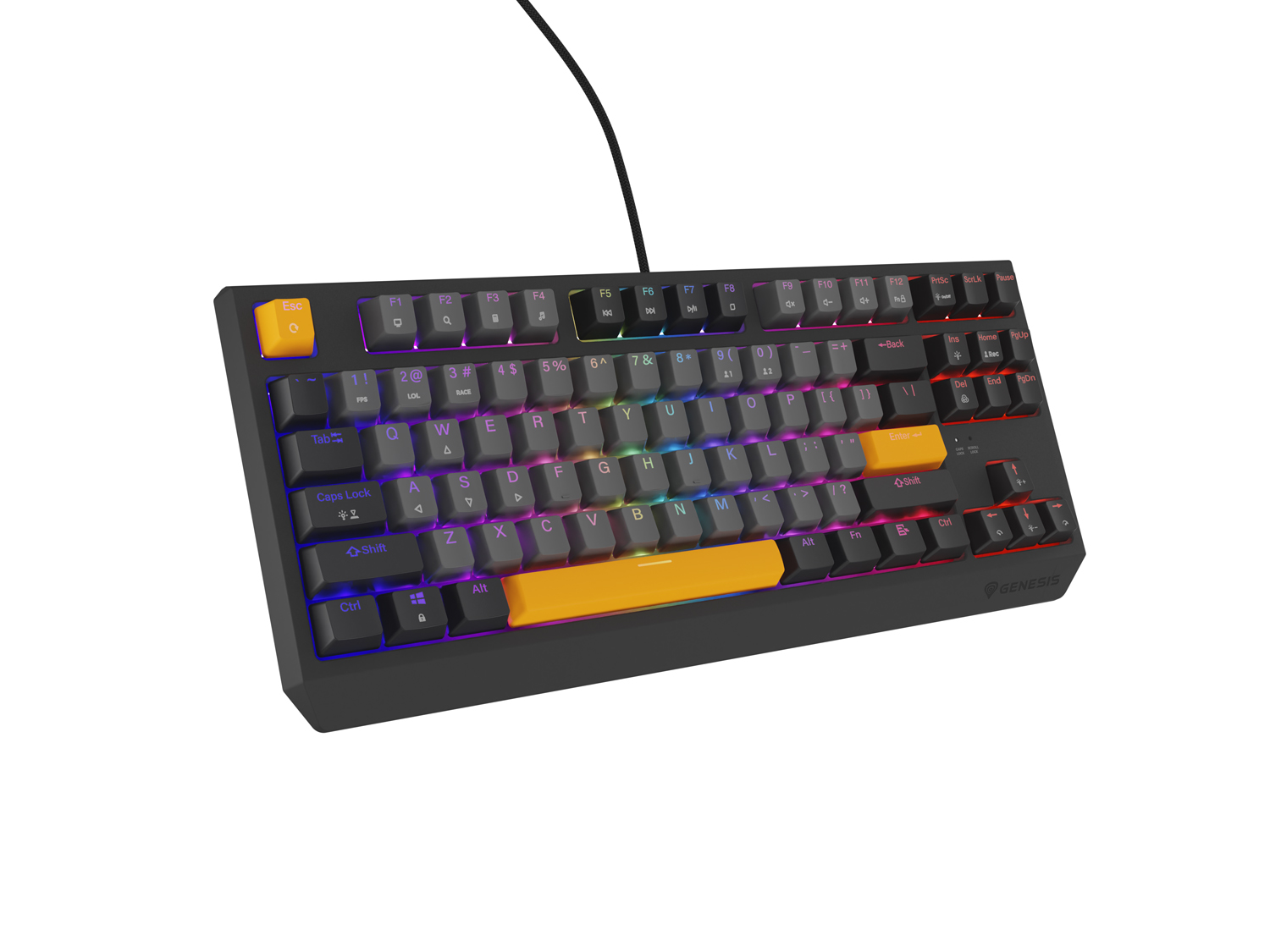 Obrázek Genesis herní klávesnice THOR 230/TKL/RGB/Outemu Red/Drátová USB/US layout/Anchor Negative Šedá