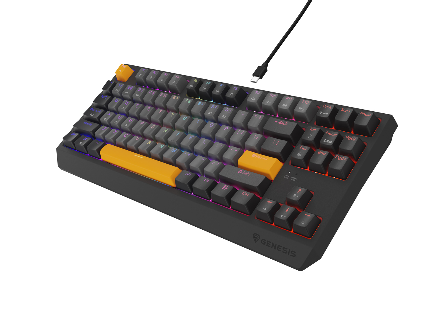 Obrázek Genesis herní klávesnice THOR 230/TKL/RGB/Outemu Red/Drátová USB/US layout/Anchor Negative Šedá