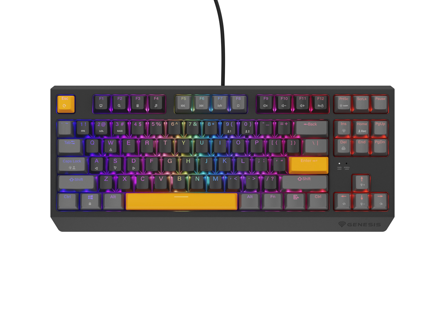 Obrázek Genesis herní klávesnice THOR 230/TKL/RGB/Outemu Red/Drátová USB/US layout/Anchor Positive Šedá