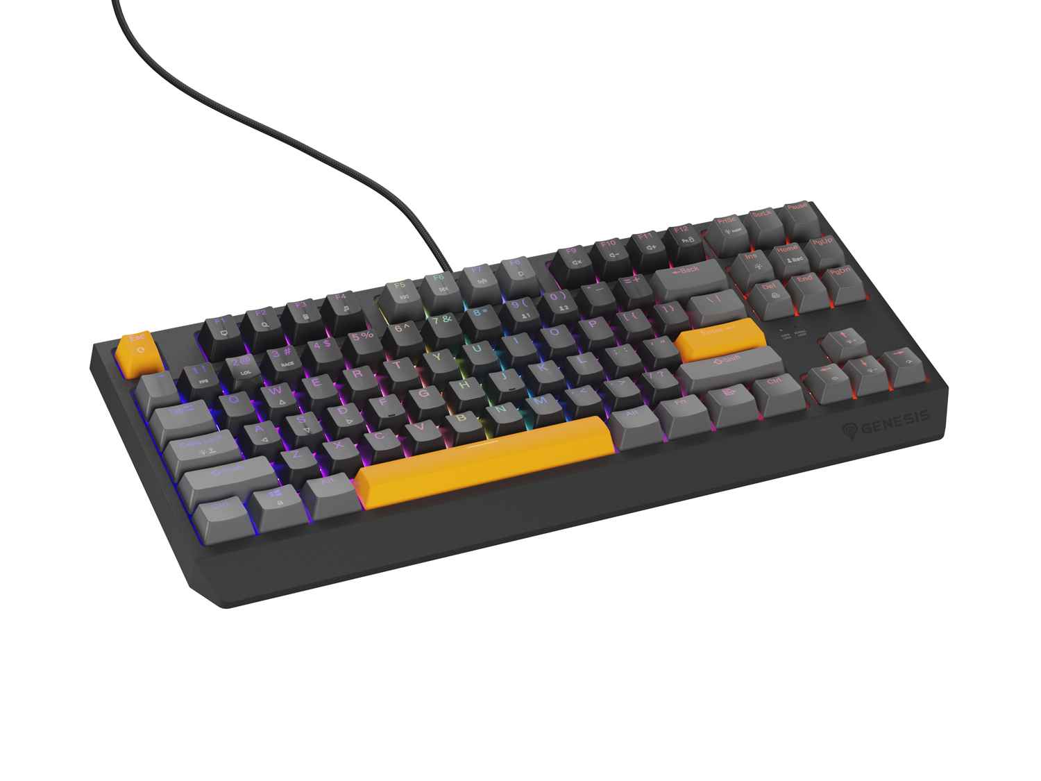 Obrázek Genesis herní klávesnice THOR 230/TKL/RGB/Outemu Red/Drátová USB/US layout/Anchor Positive Šedá