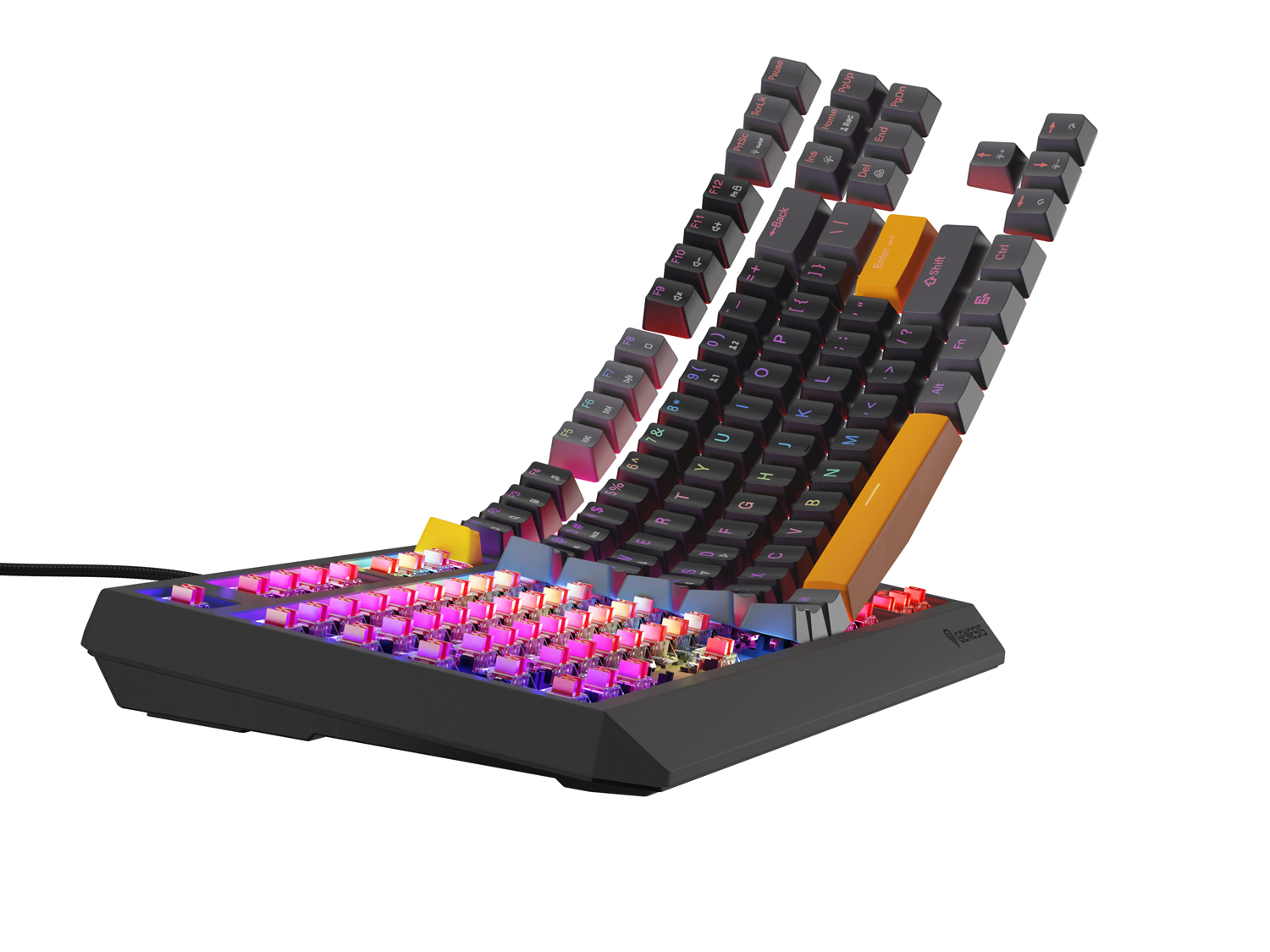 Obrázek Genesis herní klávesnice THOR 230/TKL/RGB/Outemu Red/Drátová USB/US layout/Anchor Positive Šedá