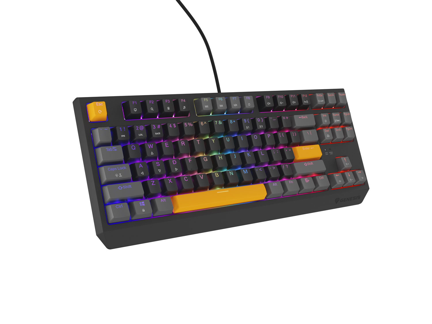 Obrázek Genesis herní klávesnice THOR 230/TKL/RGB/Outemu Red/Drátová USB/US layout/Anchor Positive Šedá