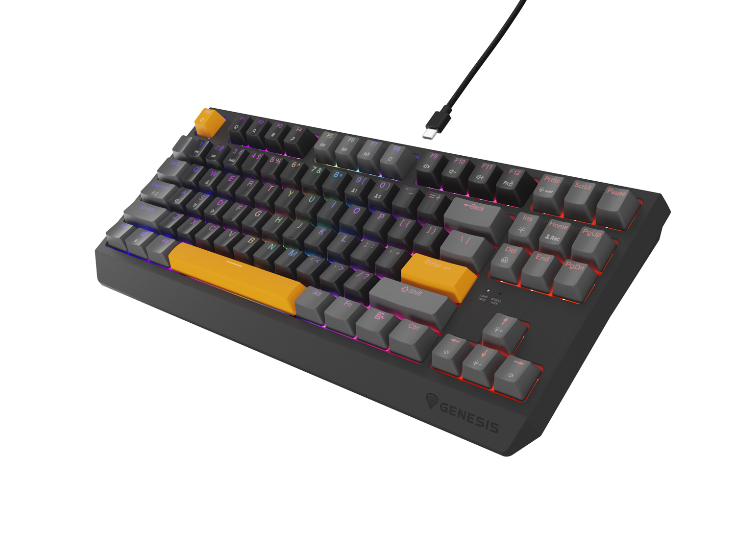 Obrázek Genesis herní klávesnice THOR 230/TKL/RGB/Outemu Red/Drátová USB/US layout/Anchor Positive Šedá