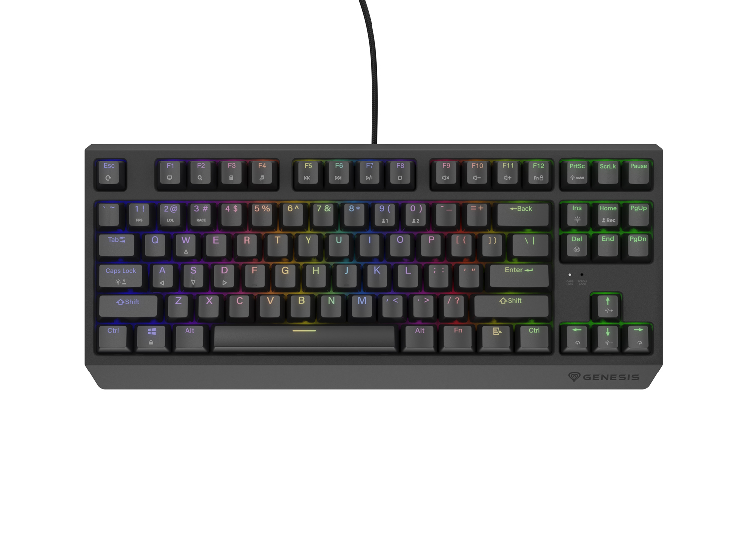 Obrázek Genesis herní klávesnice THOR 230/TKL/RGB/Outemu Brown/Drátová USB/US layout/Černá