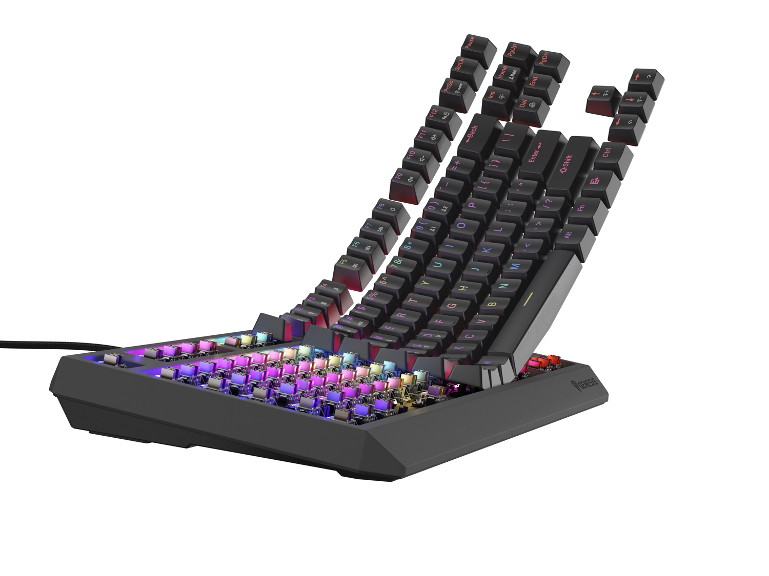 Obrázek Genesis herní klávesnice THOR 230/TKL/RGB/Outemu Brown/Drátová USB/US layout/Černá