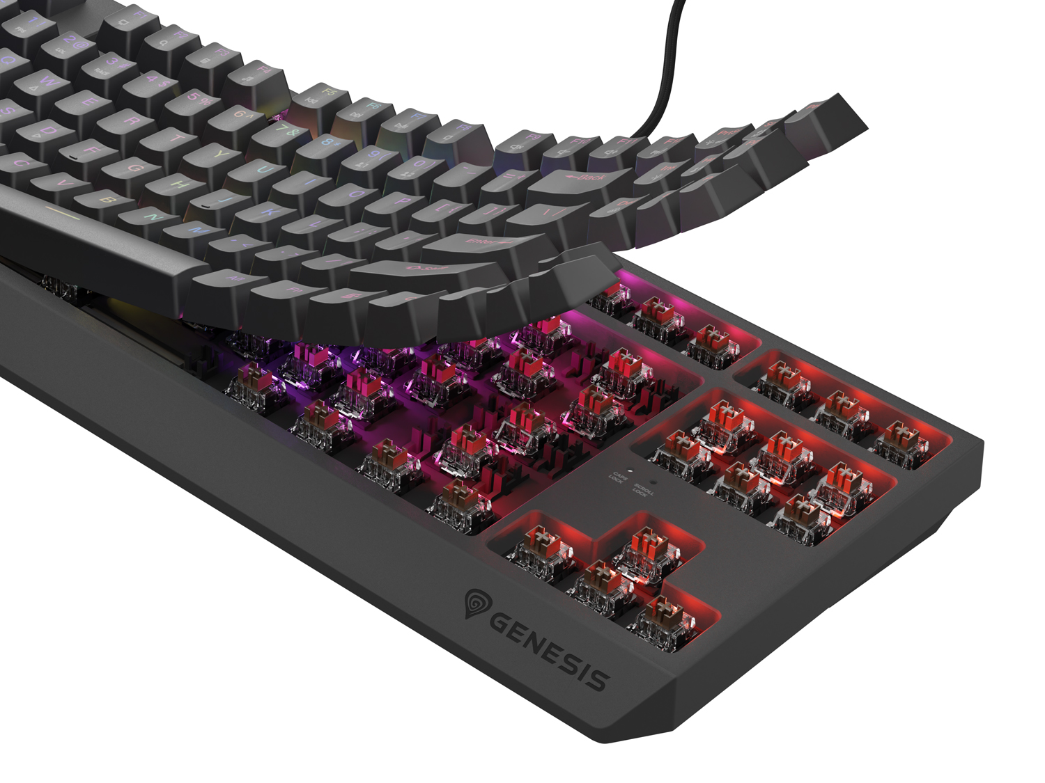 Obrázek Genesis herní klávesnice THOR 230/TKL/RGB/Outemu Brown/Drátová USB/US layout/Černá