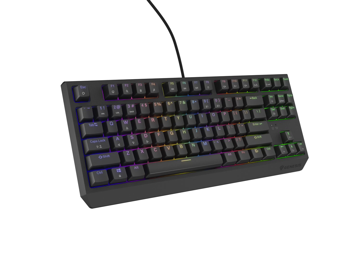 Obrázek Genesis herní klávesnice THOR 230/TKL/RGB/Outemu Brown/Drátová USB/US layout/Černá