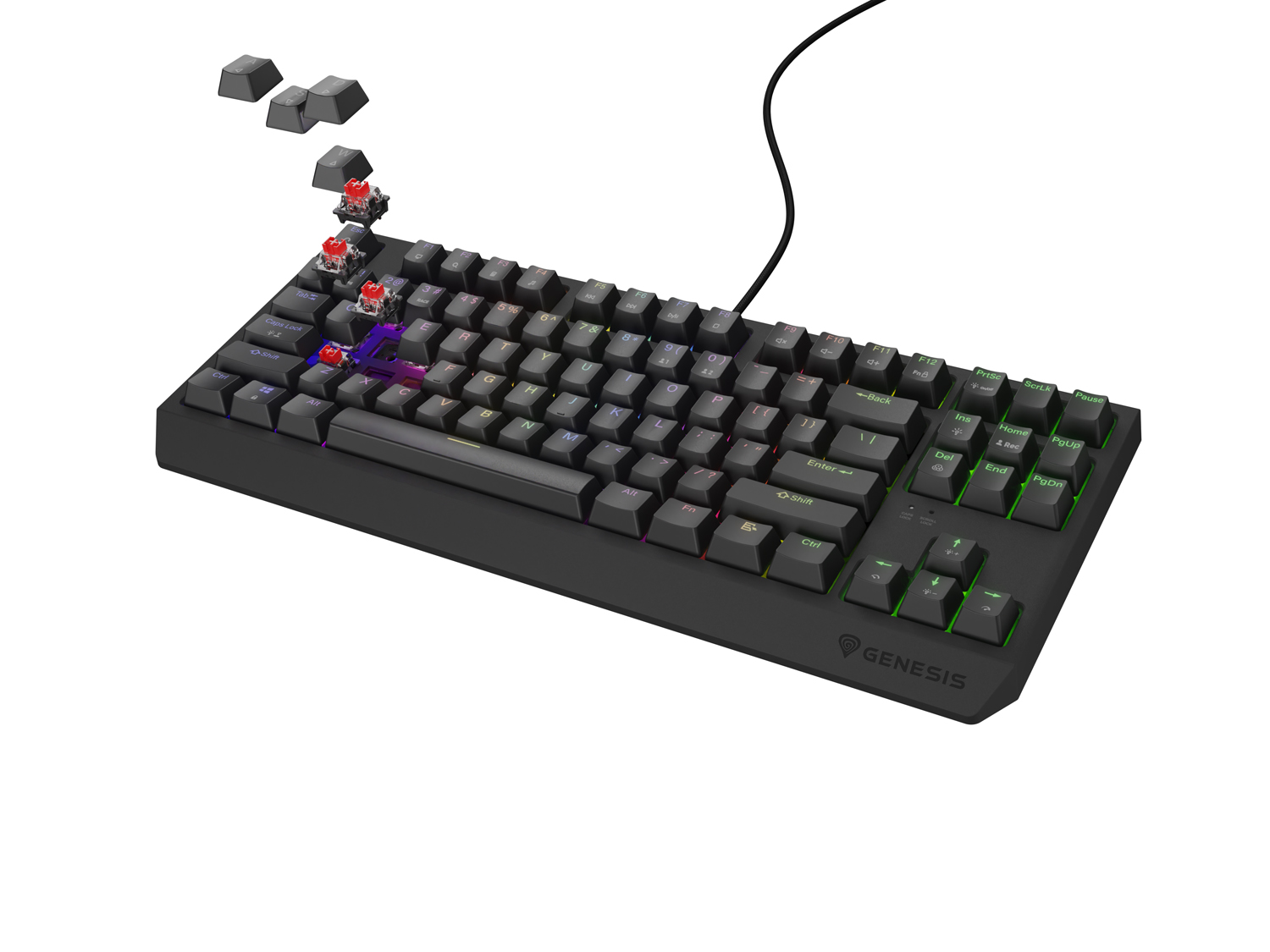 Obrázek Genesis herní klávesnice THOR 230/TKL/RGB/Outemu Red/Drátová USB/US layout/Černá