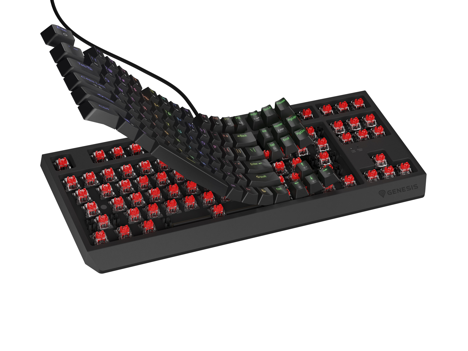 Obrázek Genesis herní klávesnice THOR 230/TKL/RGB/Outemu Red/Drátová USB/US layout/Černá