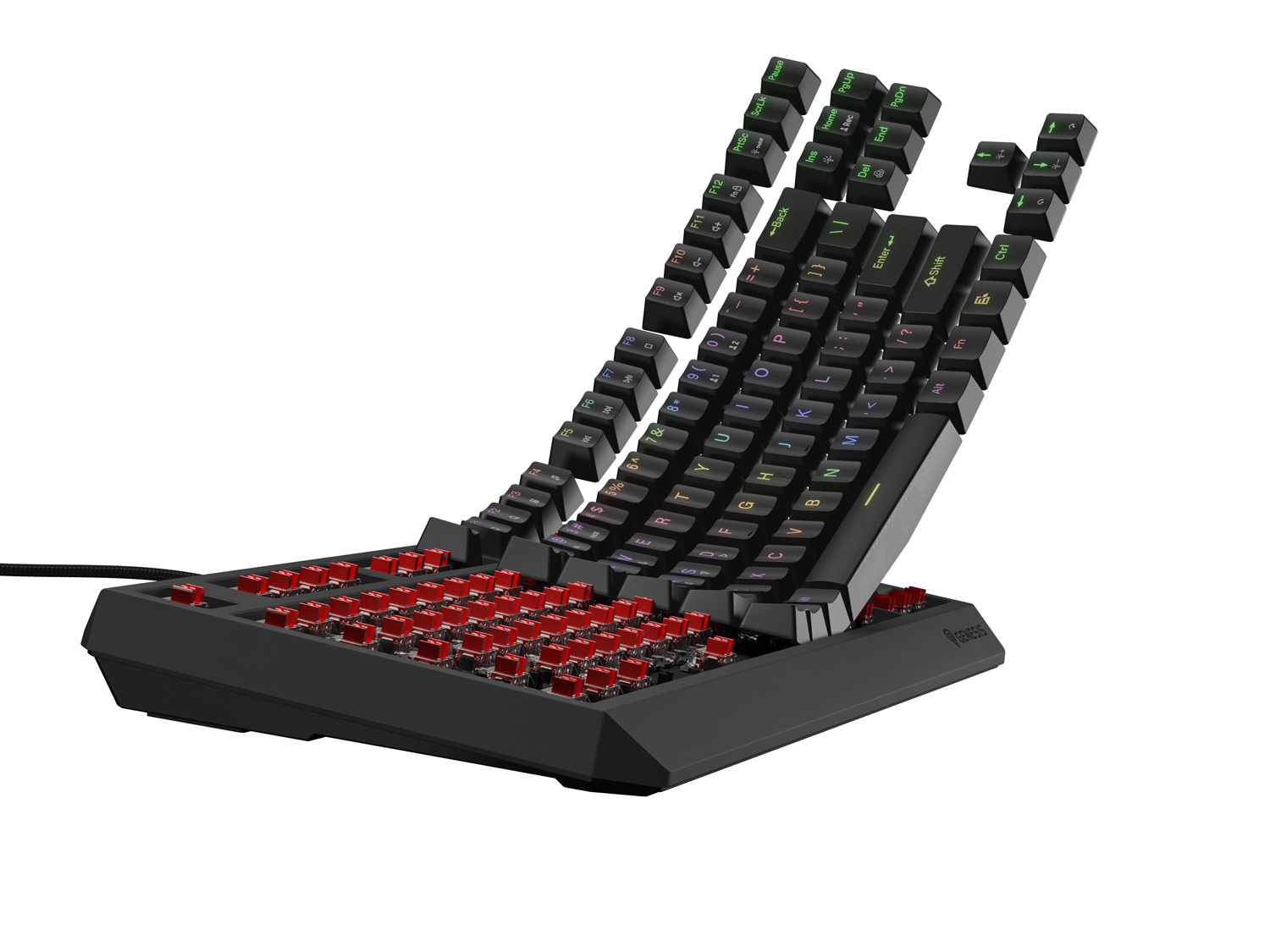 Obrázek Genesis herní klávesnice THOR 230/TKL/RGB/Outemu Red/Drátová USB/US layout/Černá