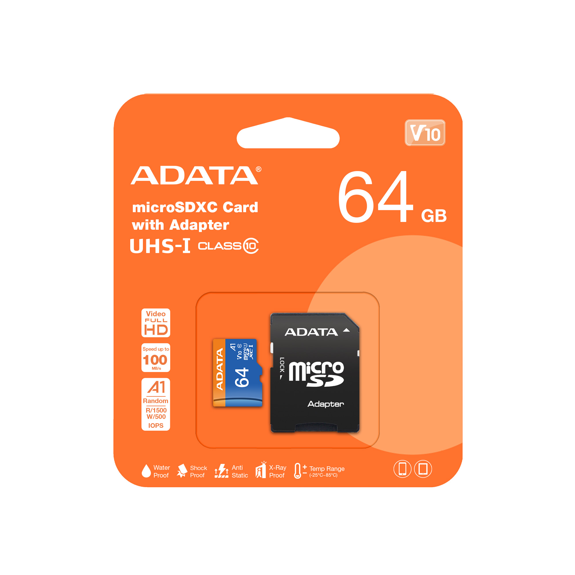 Obrázek Adata/micro SDHC/64GB/100MBps/UHS-I U1 / Class 10/+ Adaptér