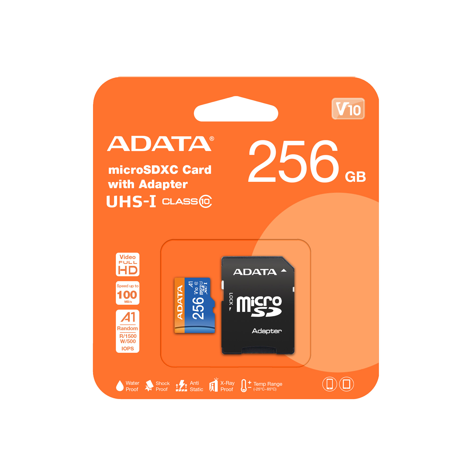 Obrázek Adata/SDXC/256GB/100MBps/UHS-I U1 / Class 10/+ Adaptér
