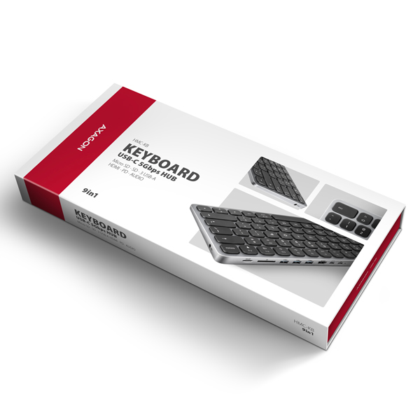 Obrázek AXAGON HMC-KB-CS, USB 5Gbps hub s CZ/SK klávesnicí, HDMI 4K/60Hz, 3x USB-A, SD/mSD, audio, PD 100W