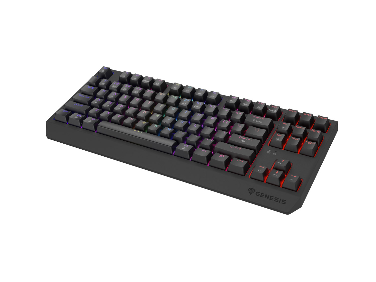 Obrázek GENESIS herní klávesnice THOR 230/TKL/RGB/Outemu Red/Bezdrátová USB + Bluetooth/US layout/Černá