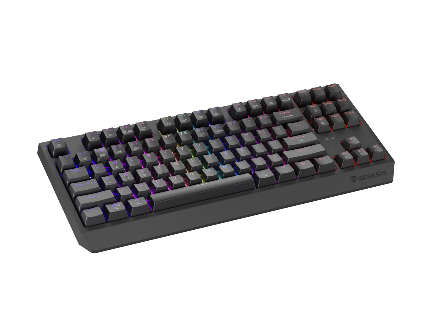 Obrázek GENESIS herní klávesnice THOR 230/TKL/RGB/Outemu Red/Bezdrátová USB + Bluetooth/US layout/Černá