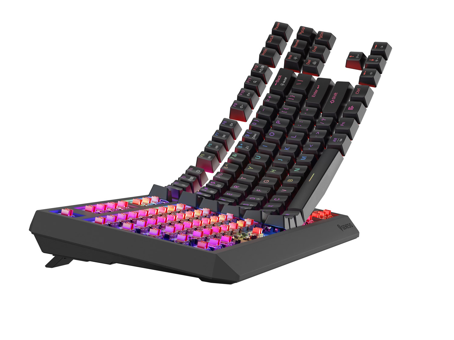 Obrázek GENESIS herní klávesnice THOR 230/TKL/RGB/Outemu Red/Bezdrátová USB + Bluetooth/US layout/Černá