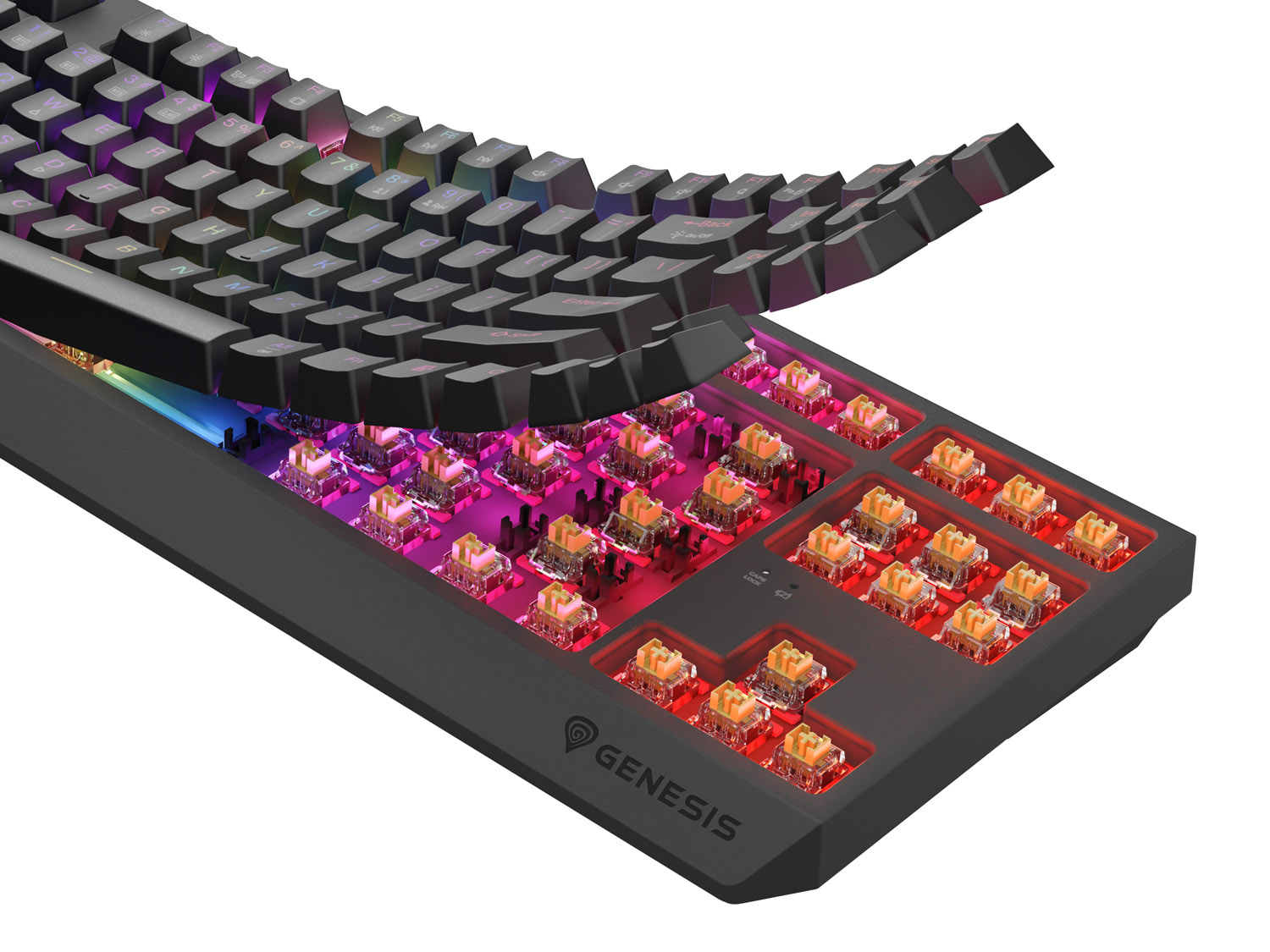 Obrázek GENESIS herní klávesnice THOR 230/TKL/RGB/Outemu Panda/Bezdrátová USB + Bluetooth/US layout/Černá