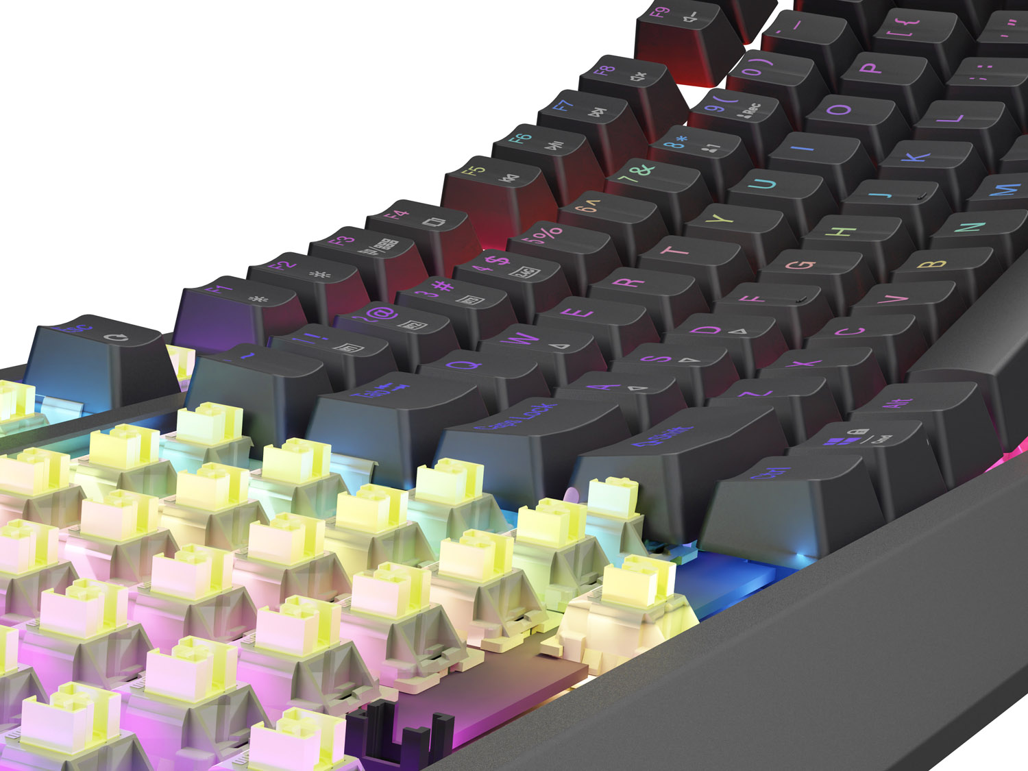 Obrázek GENESIS herní klávesnice THOR 230/TKL/RGB/Outemu Silent Lemon/Bezdrátová USB + Bluetooth/US layout/Č