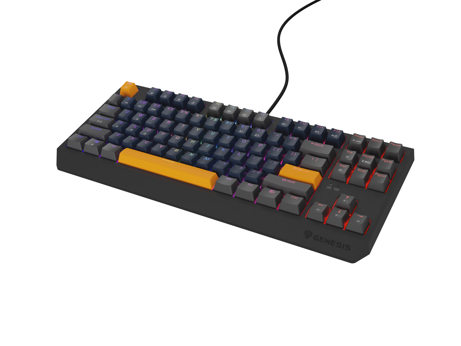 Obrázek GENESIS herní klávesnice THOR 230/TKL/RGB/Outemu Panda/Drátová USB/US layout/Naval Blue Positive