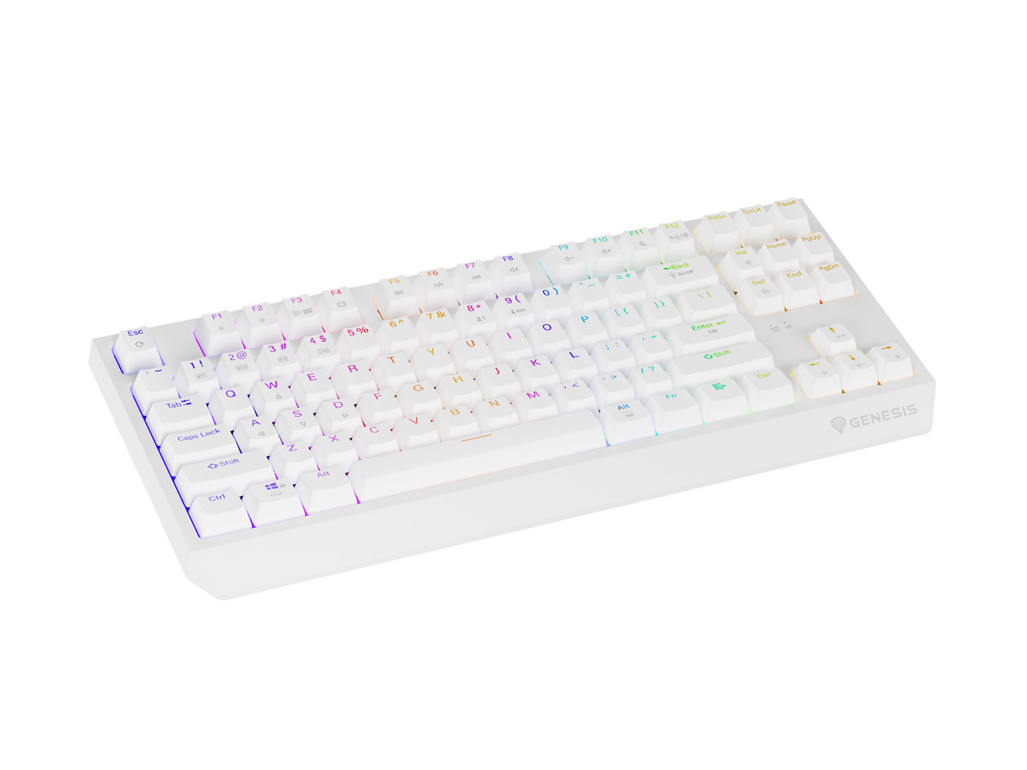 Obrázek GENESIS herní klávesnice THOR 230/TKL/RGB/Outemu Red/Bezdrátová USB + Bluetooth/US layout/Bílá