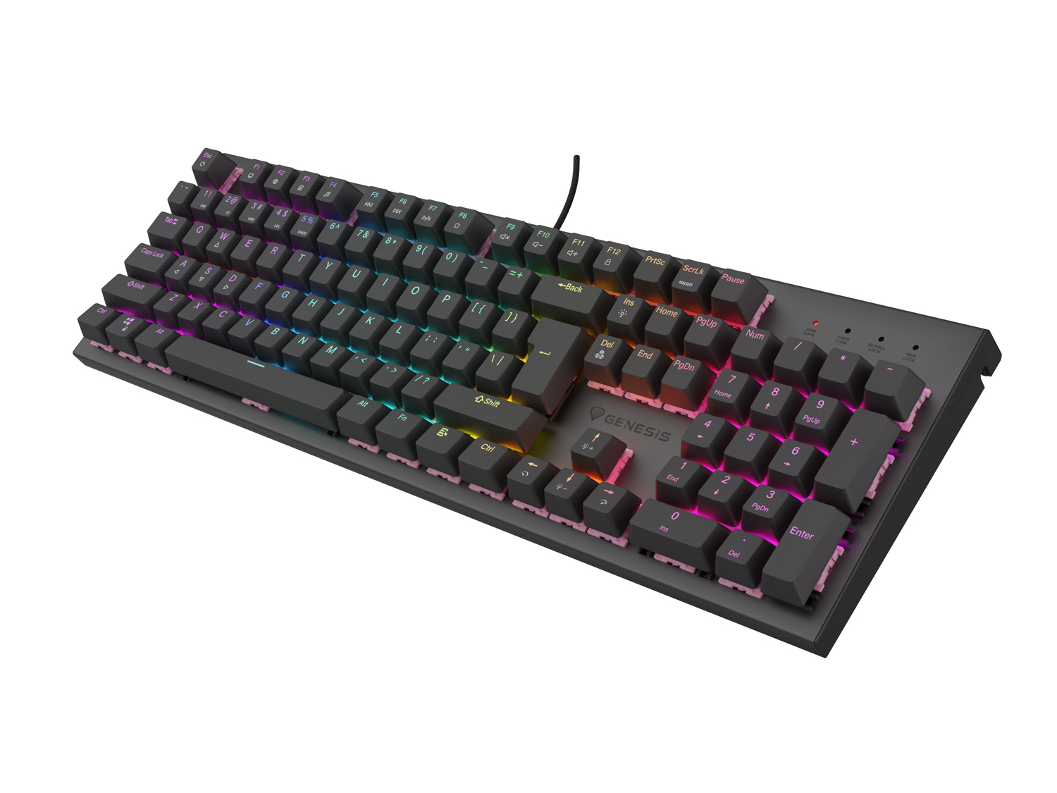 Obrázek GENESIS mechanická herní klávesnice THOR 303/RGB/Outemu Peach Silent/Drátová USB/US layout/Černá