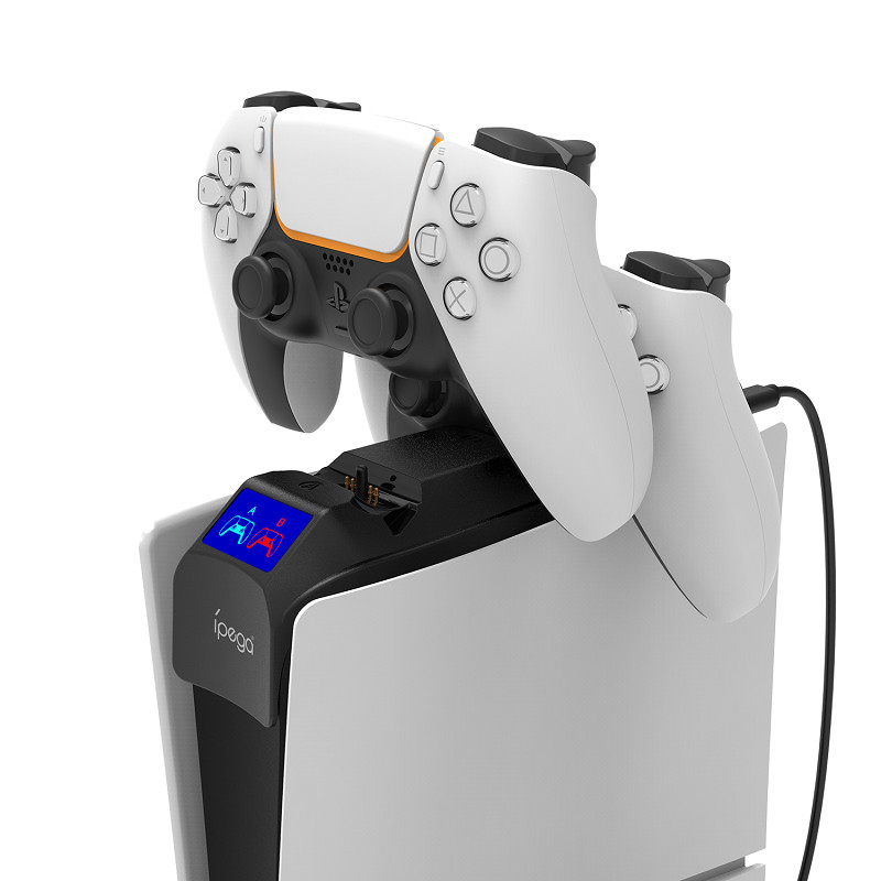 Obrázek iPega P5S016 Dual Charger Dock s Držákem na Sluchátka a Ovladače pro PS5 Slim White