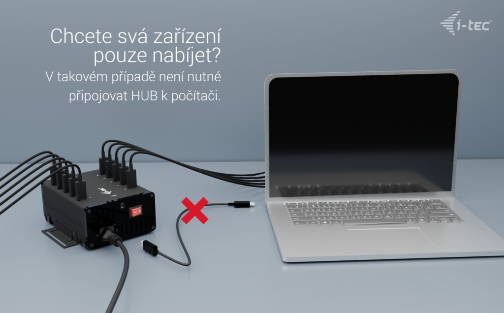 Obrázek i-tec USB-C/USB-A Metal Charging + Data HUB, 15W/port, 10x USB-C, 180W