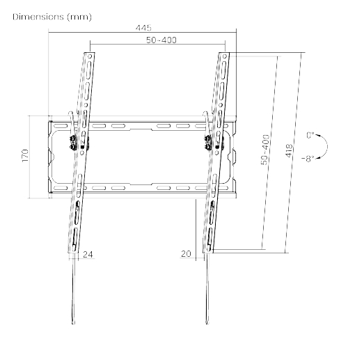 Obrázek Držák Brateck KL32-44T pro TV 32"-70" 45kg Slim polohovatelný nástěnný