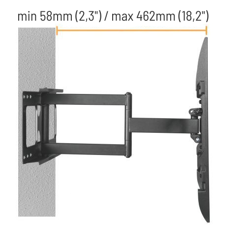 Obrázek Výsuvný držák Brateck LPA69-463D pro TV 32"-70" 45kg polohovatelný nástěnný