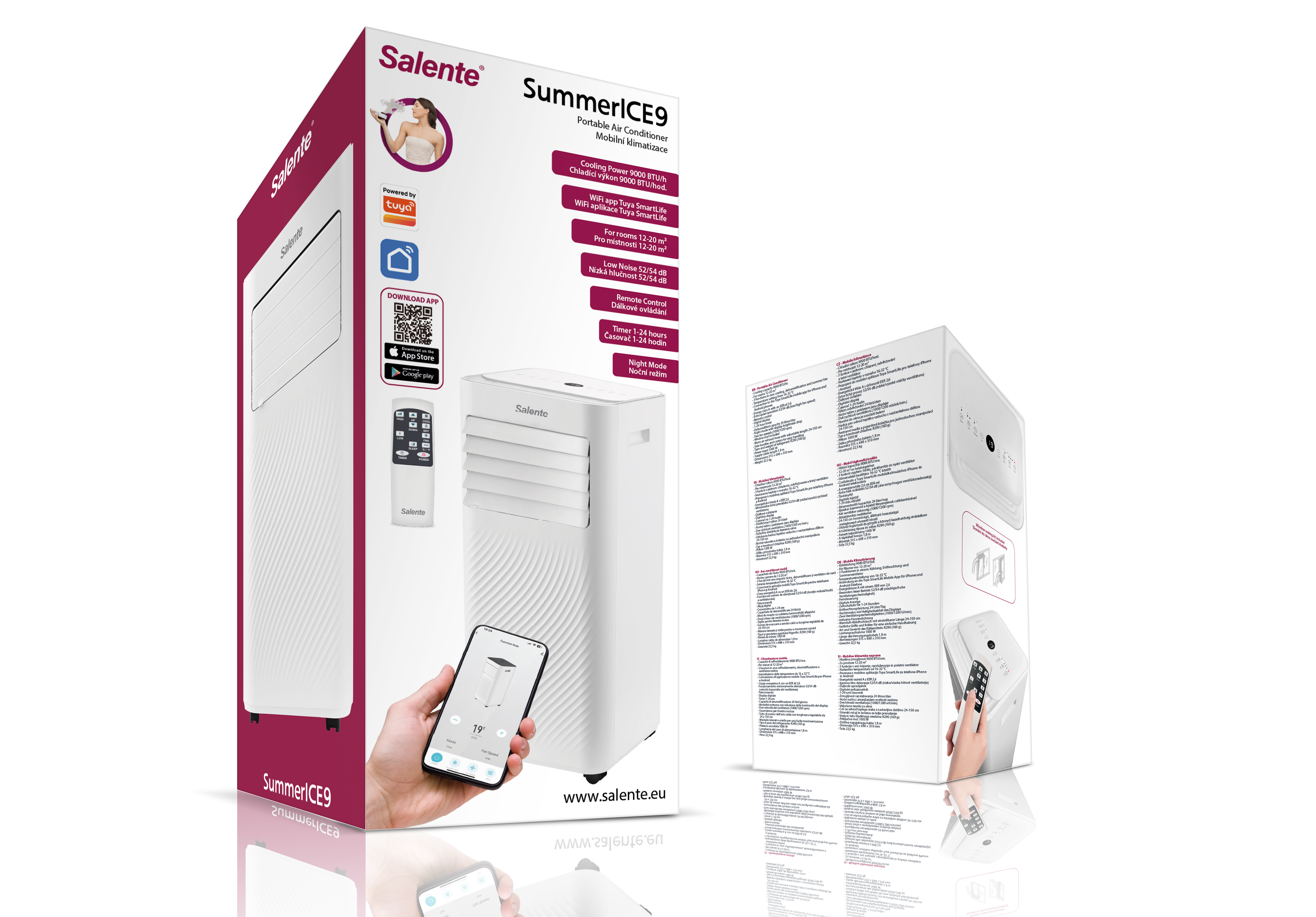 Salente SummerICE9, chytrá mobilní klimatizace, 9000 BTU, WiFi+Bluetooth, dálk. ovl.