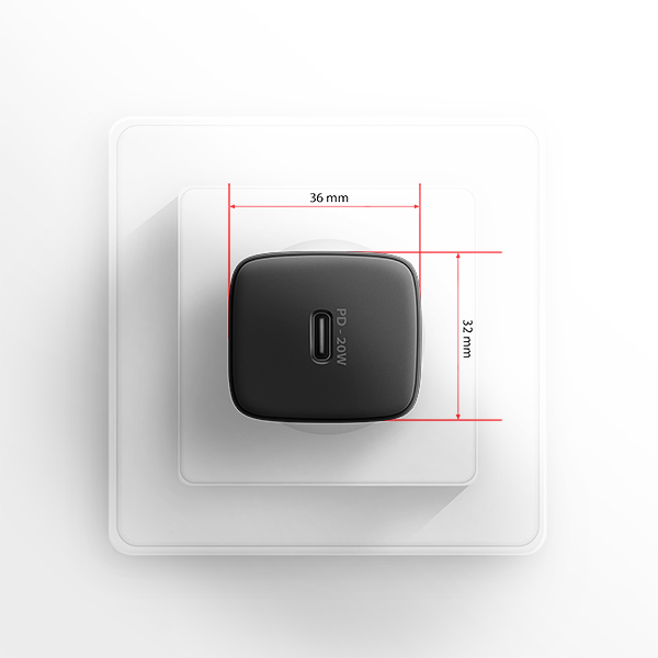 Obrázek AXAGON ACU-PD20, nabíječka do sítě 20W, 1x port USB-C, PD3.0/PPS/QC4+/AFC/Apple, černá