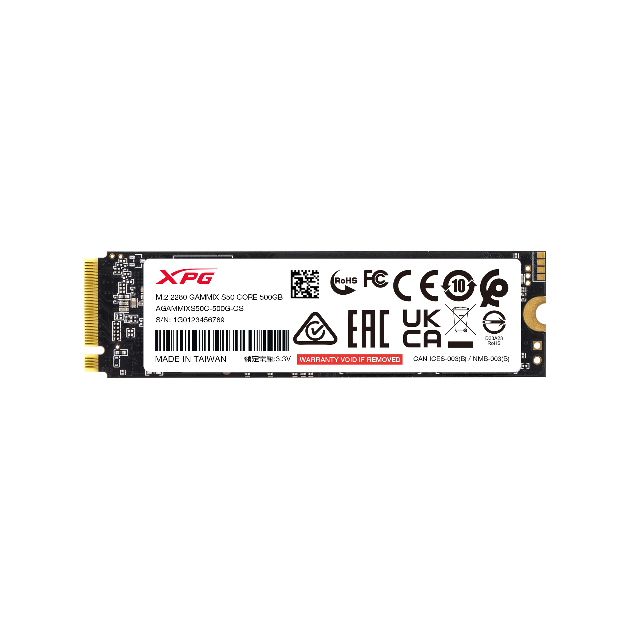 Obrázek ADATA XPG GAMMIX S50 CORE/500GB/SSD/M.2 NVMe/Černá/Heatsink/3R