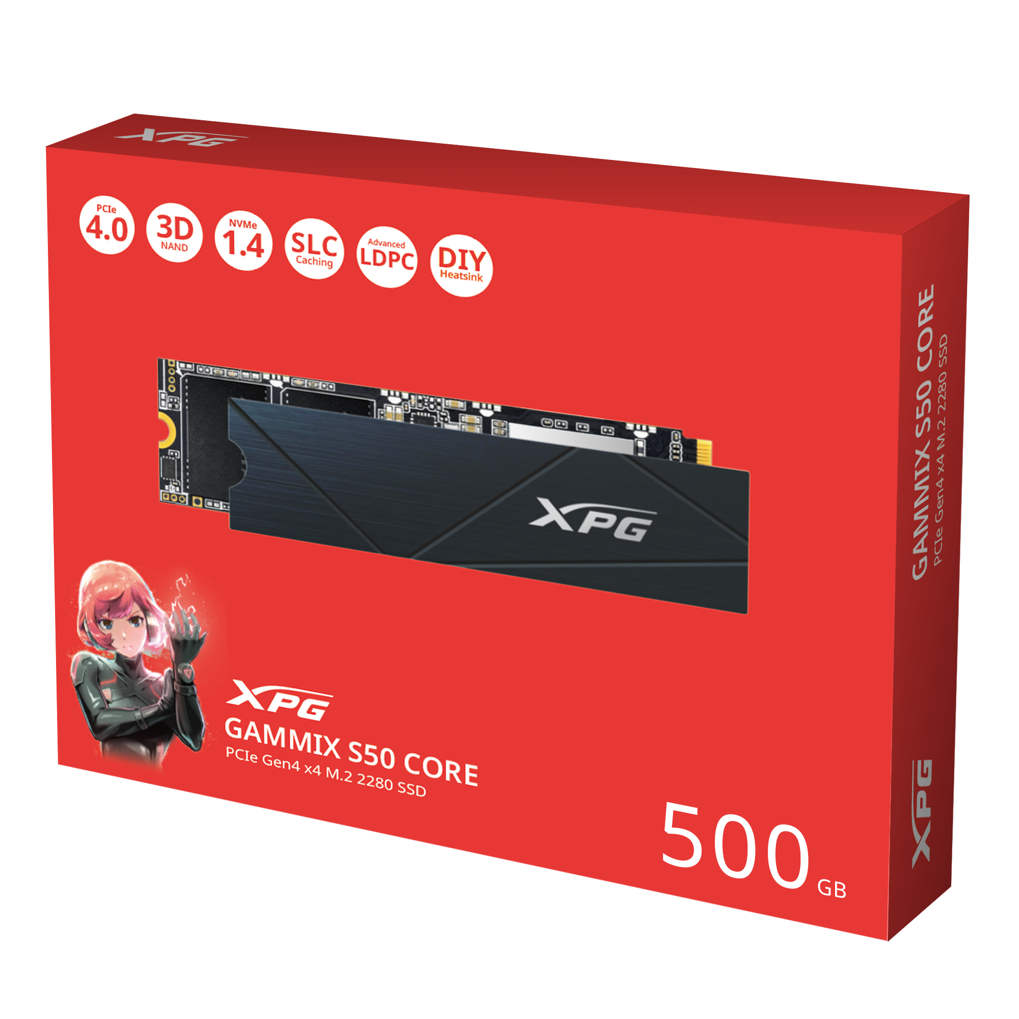 Obrázek ADATA XPG GAMMIX S50 CORE/500GB/SSD/M.2 NVMe/Černá/Heatsink/3R