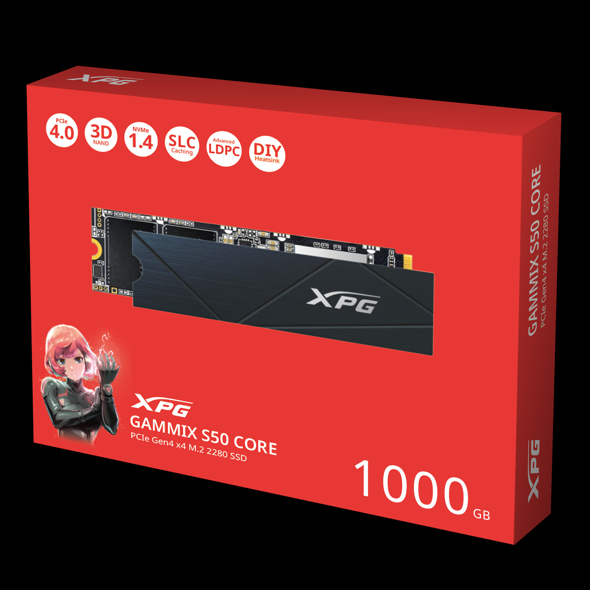 Obrázek ADATA XPG GAMMIX S50 CORE/1TB/SSD/M.2 NVMe/Černá/Heatsink/3R