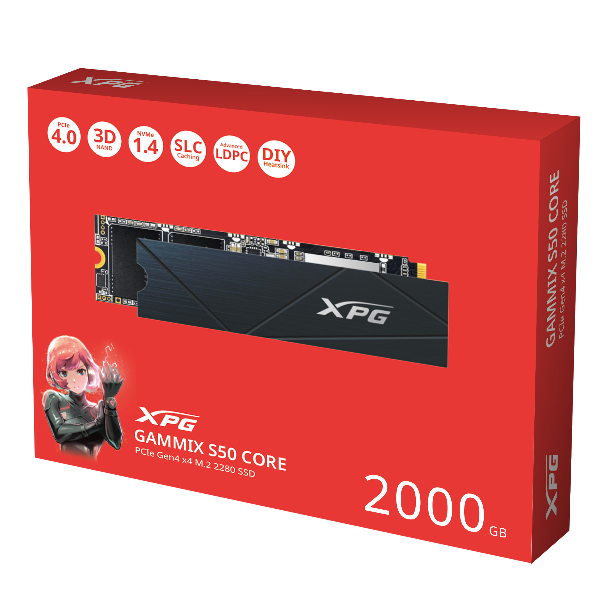 Obrázek ADATA XPG GAMMIX S50 CORE/2TB/SSD/M.2 NVMe/Černá/Heatsink/3R