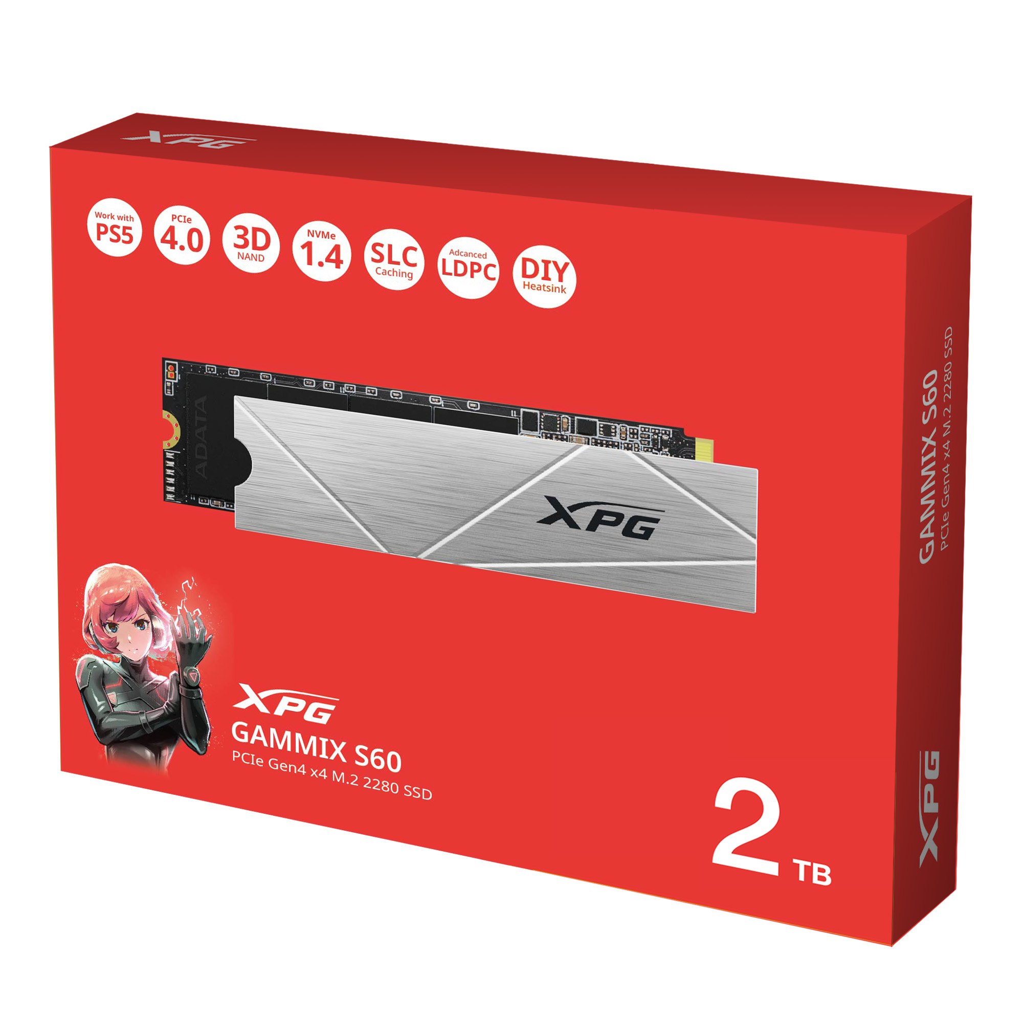 Obrázek ADATA XPG GAMMIX S60/2TB/SSD/M.2 NVMe/Stříbrná/Heatsink/5R