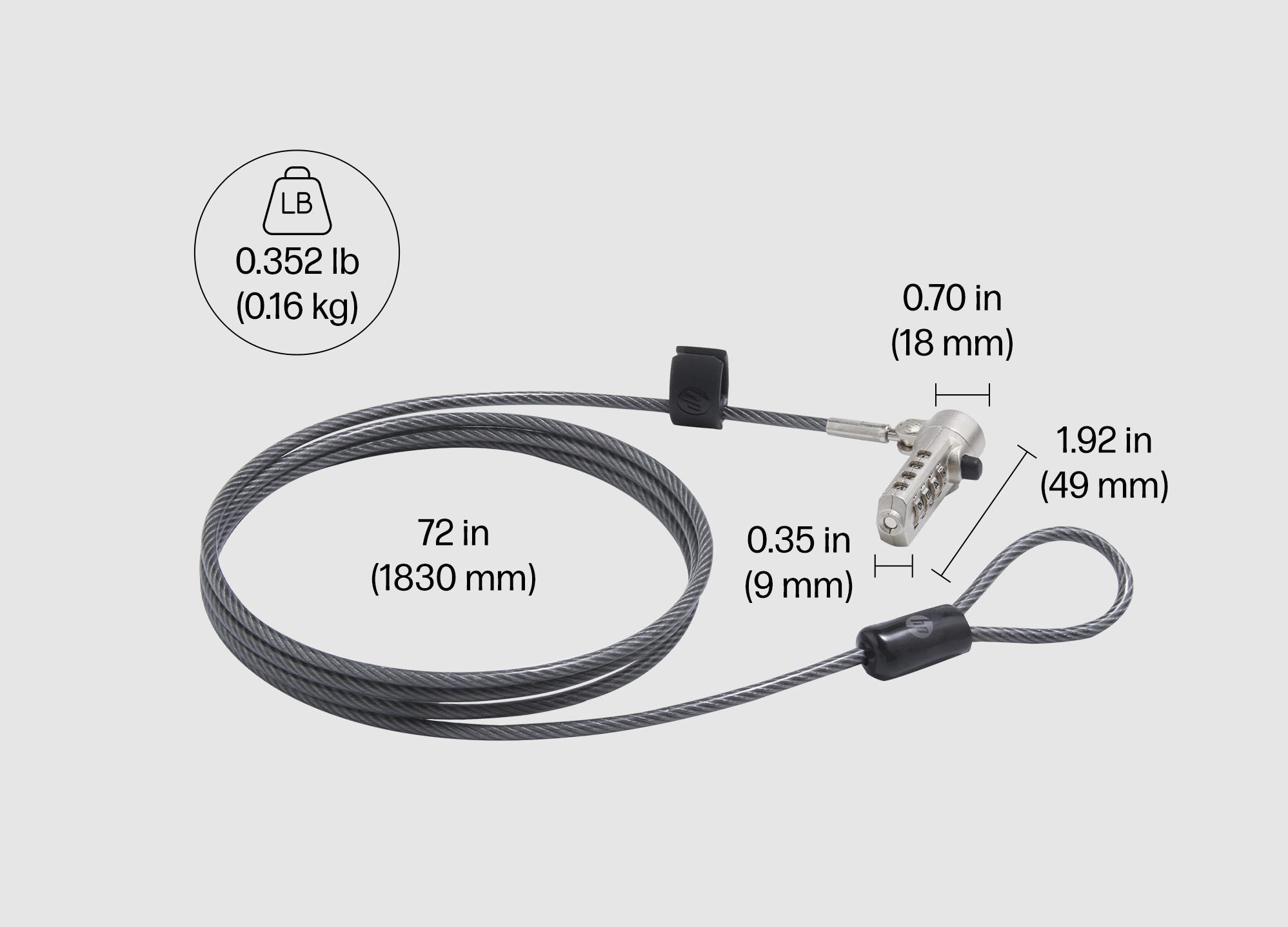 HP Nano Combination Cable Lock