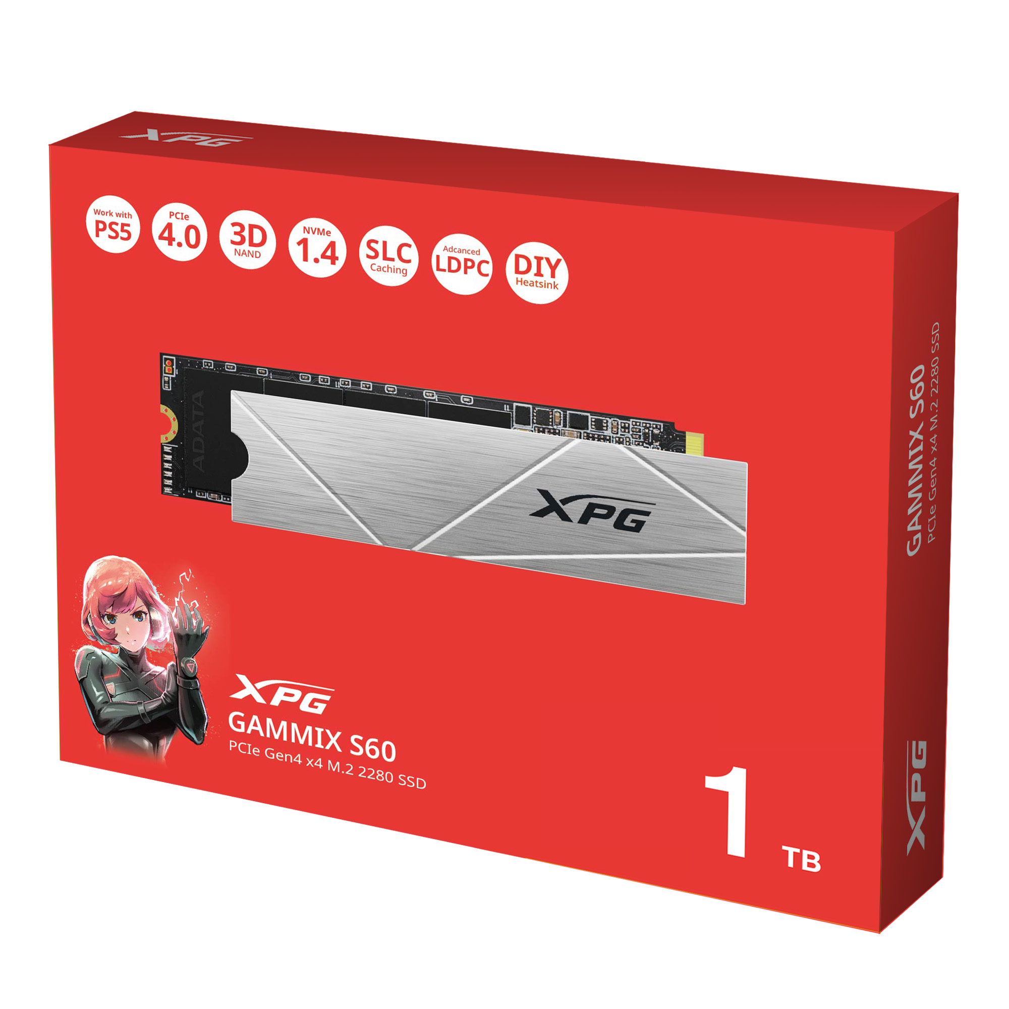 Obrázek ADATA XPG GAMMIX S60/1TB/SSD/M.2 NVMe/Stříbrná/Heatsink/5R