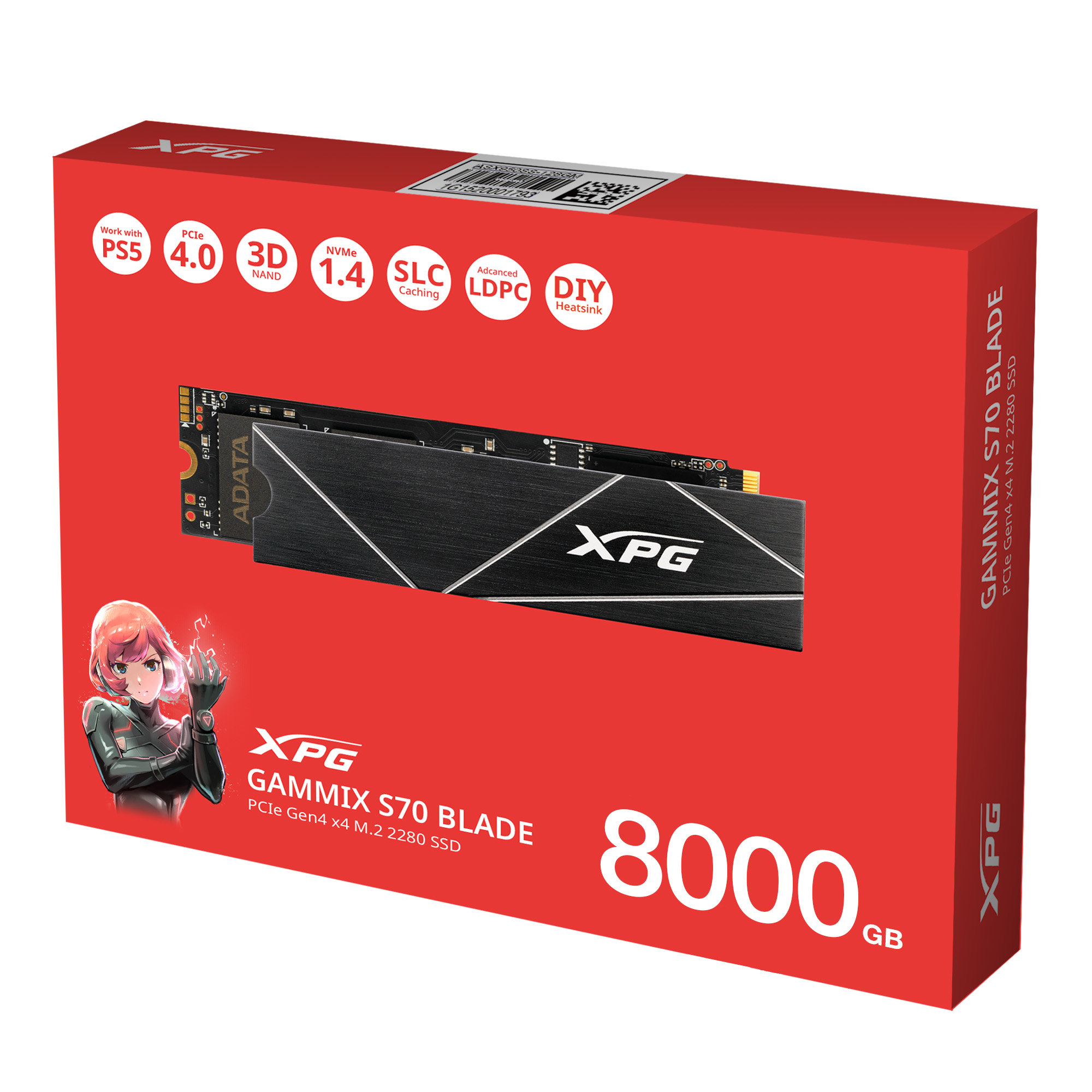 Obrázek ADATA GAMMIX S70 BLADE/8TB/SSD/M.2 NVMe/Černá/Heatsink/5R