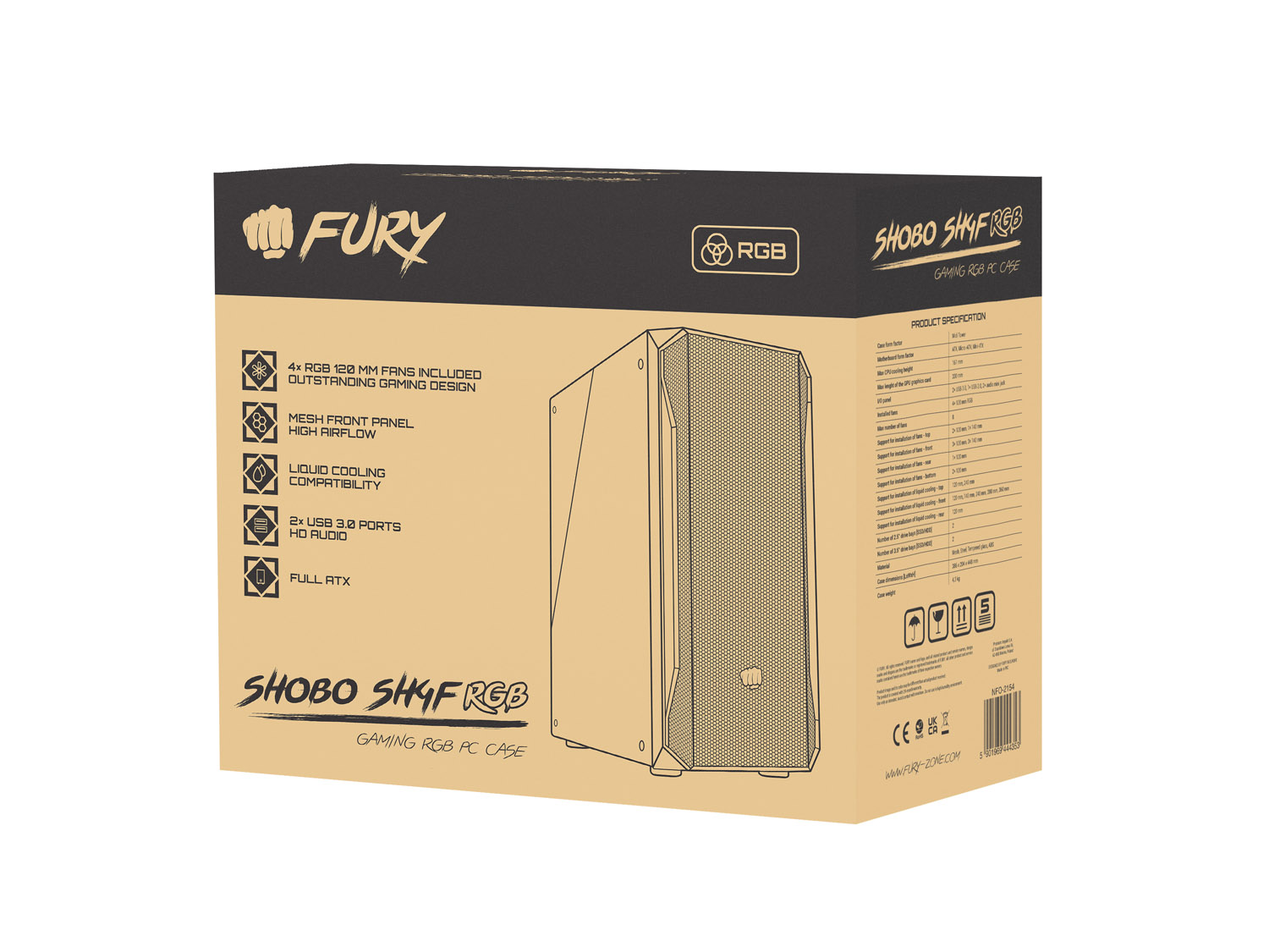 Obrázek PC skříň Fury SHOBO/Midi Tower/Transpar./Černá