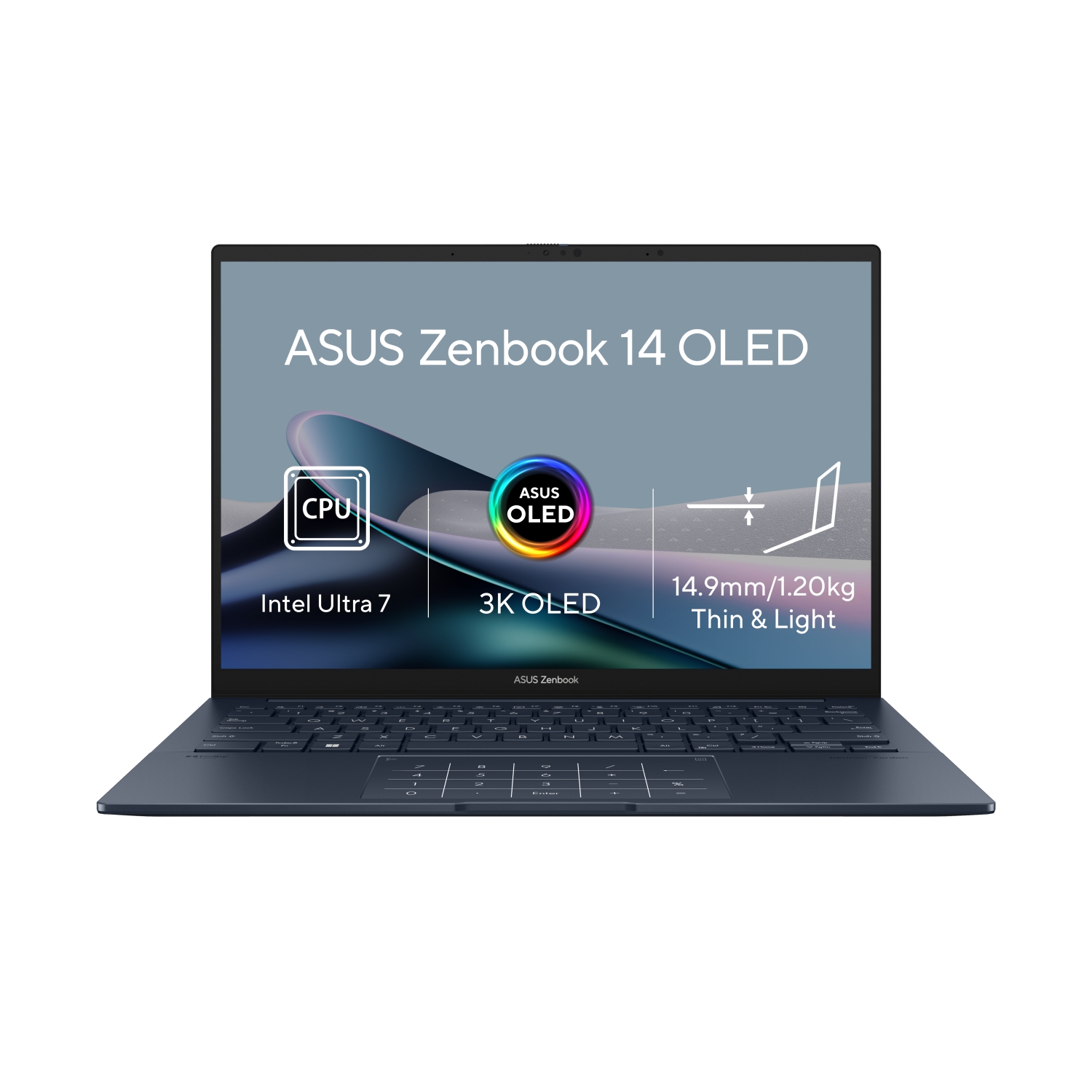 Obrázek ASUS Zenbook 14 OLED/UX3405MA/U7-155H/14"/2880x1800/T/16GB/1TB SSD/Arc Xe/W11H/Blue/2R