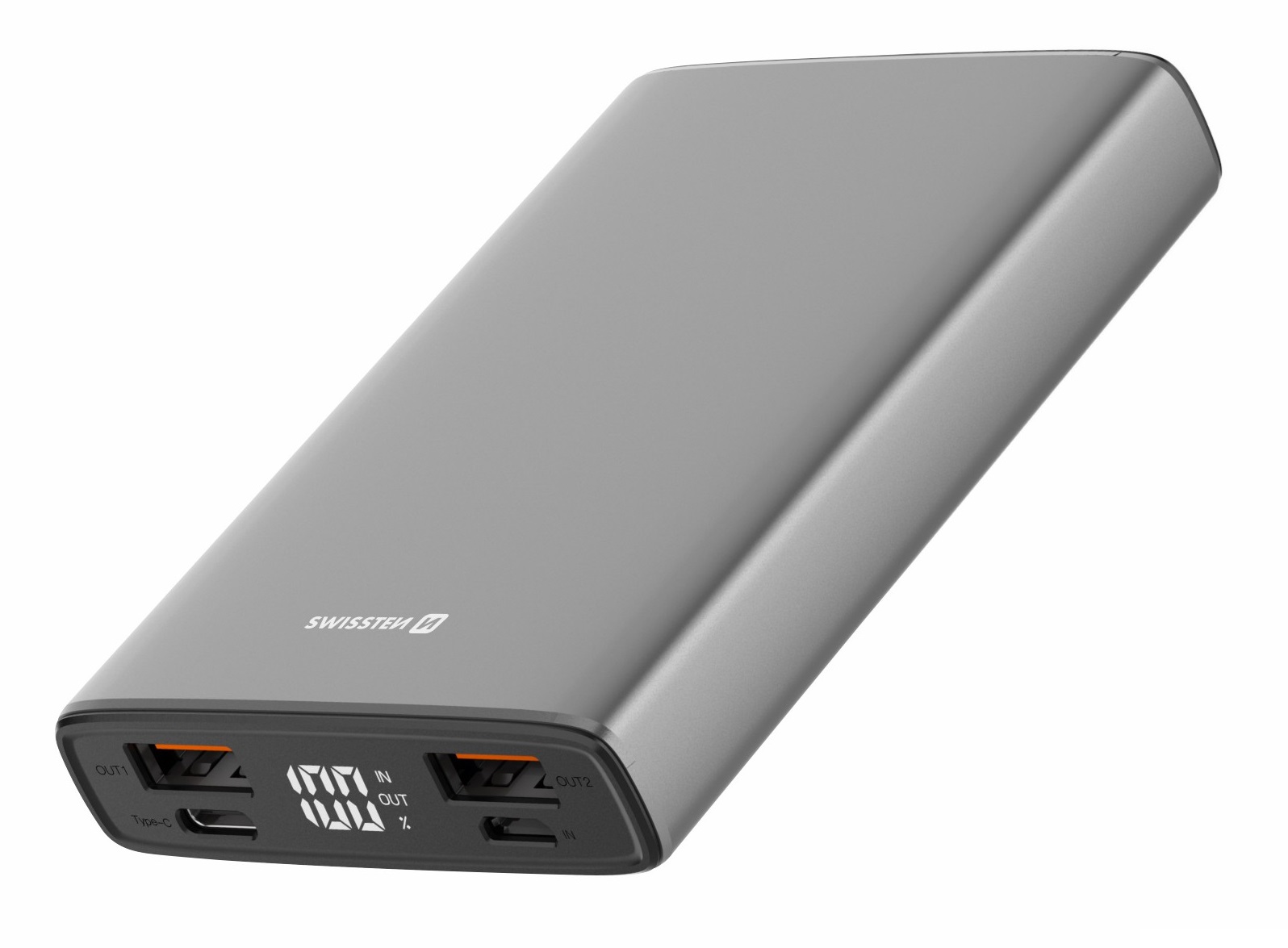 SWISSTEN ALUMINUM POWER BANK 10000 mAh 20W GREY