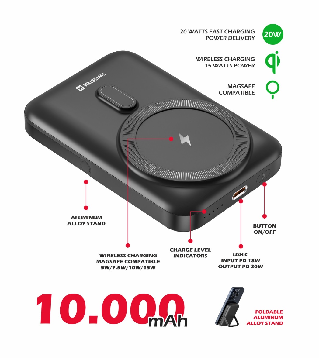 Obrázek SWISSTEN POWER BANK PD 20W 10000 mAh (MagSafe)