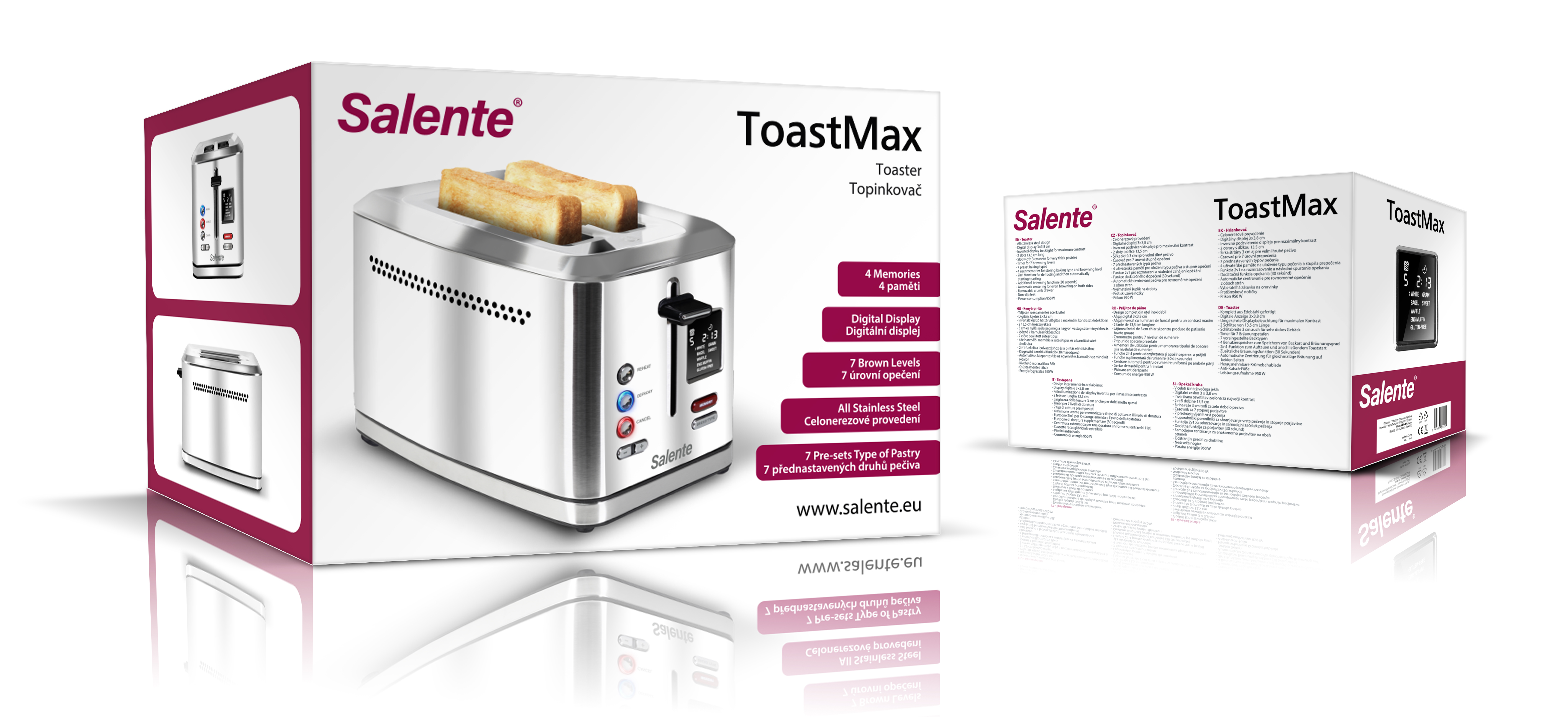 Obrázek Salente ToastMax topinkovač s digitálním displejem, nerez