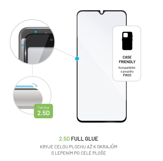 Obrázek Ochranné tvrzené sklo FIXED Full-Cover pro Samsung Galaxy A05s, lepení přes celý displej, černé