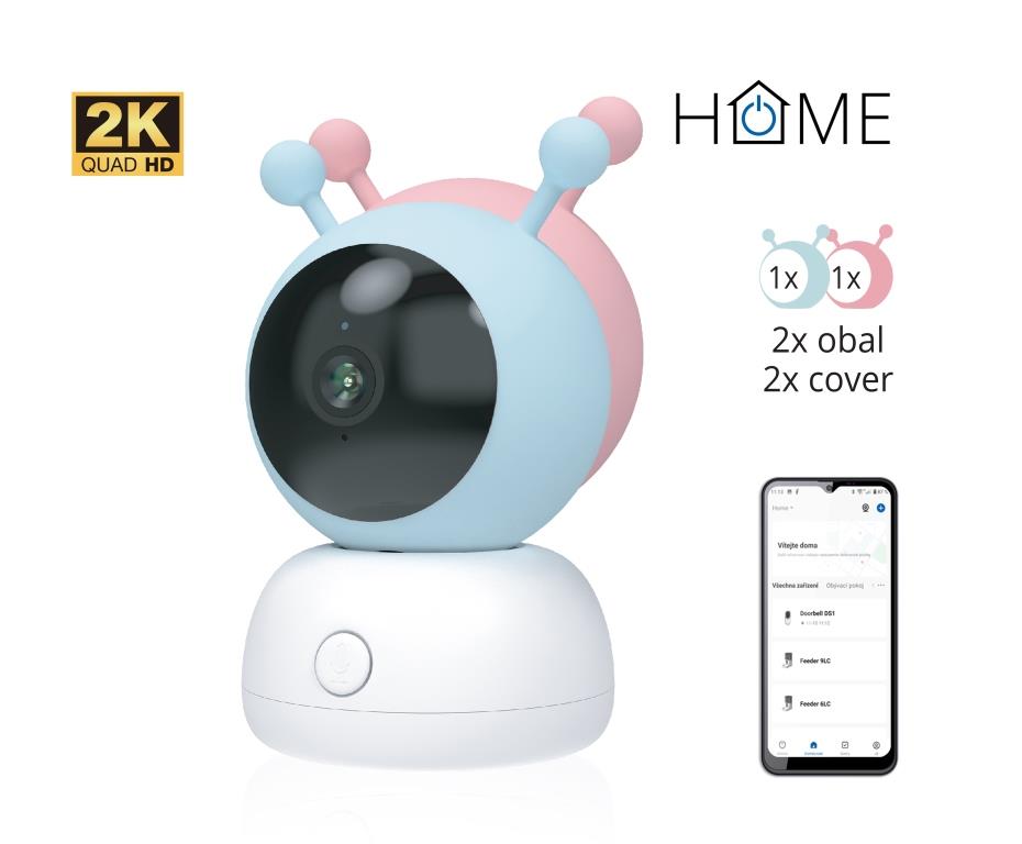 Obrázek iGET HOME Camera CS2 Baby - WiFi 2K IP kamera a chůvička, noční vidění, audio, 2x obal, teplota