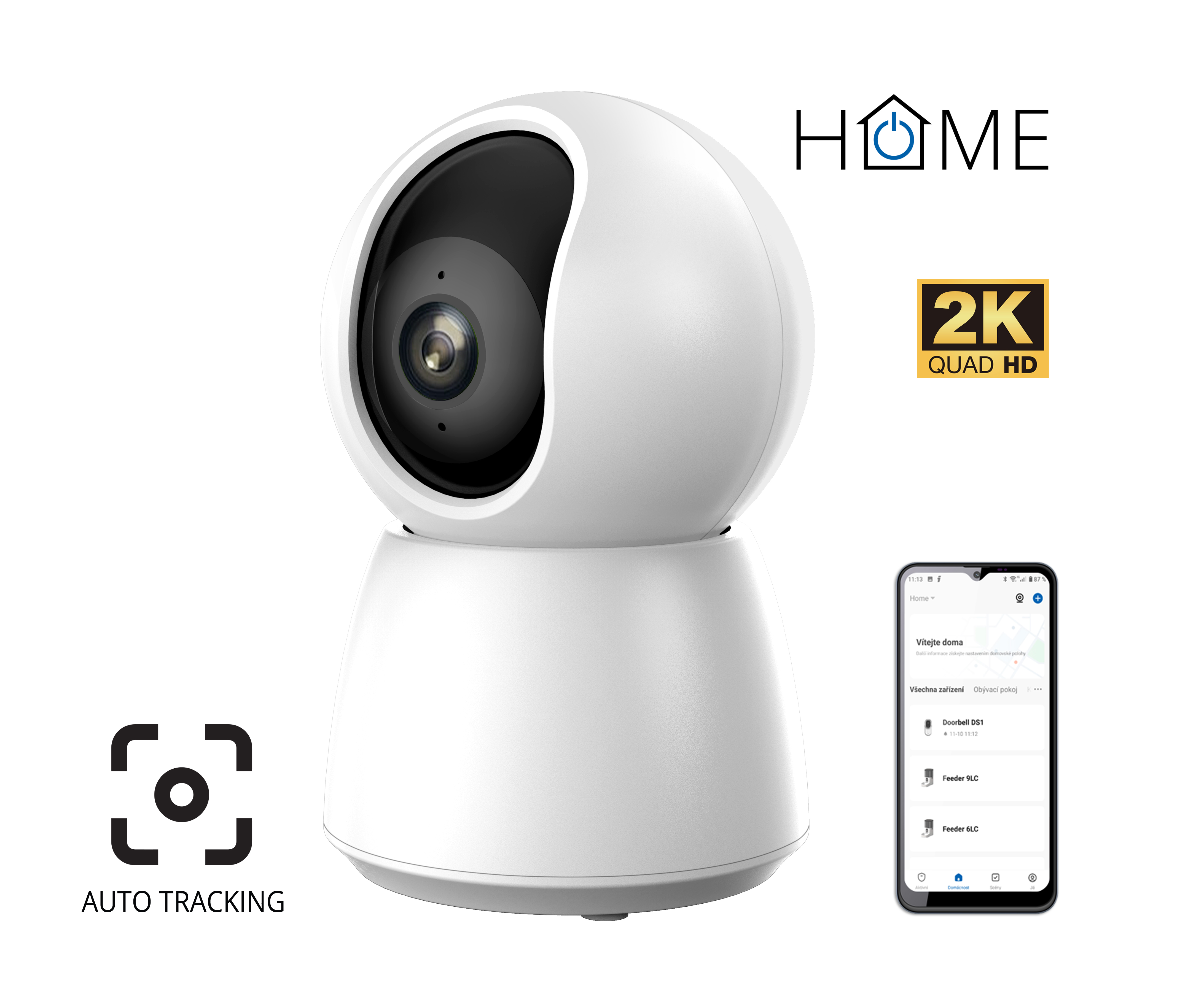 Obrázek iGET HOME Camera CS4 White - WiFi 2K IP kamera, noční vidění, audio, RJ45, auto tracking